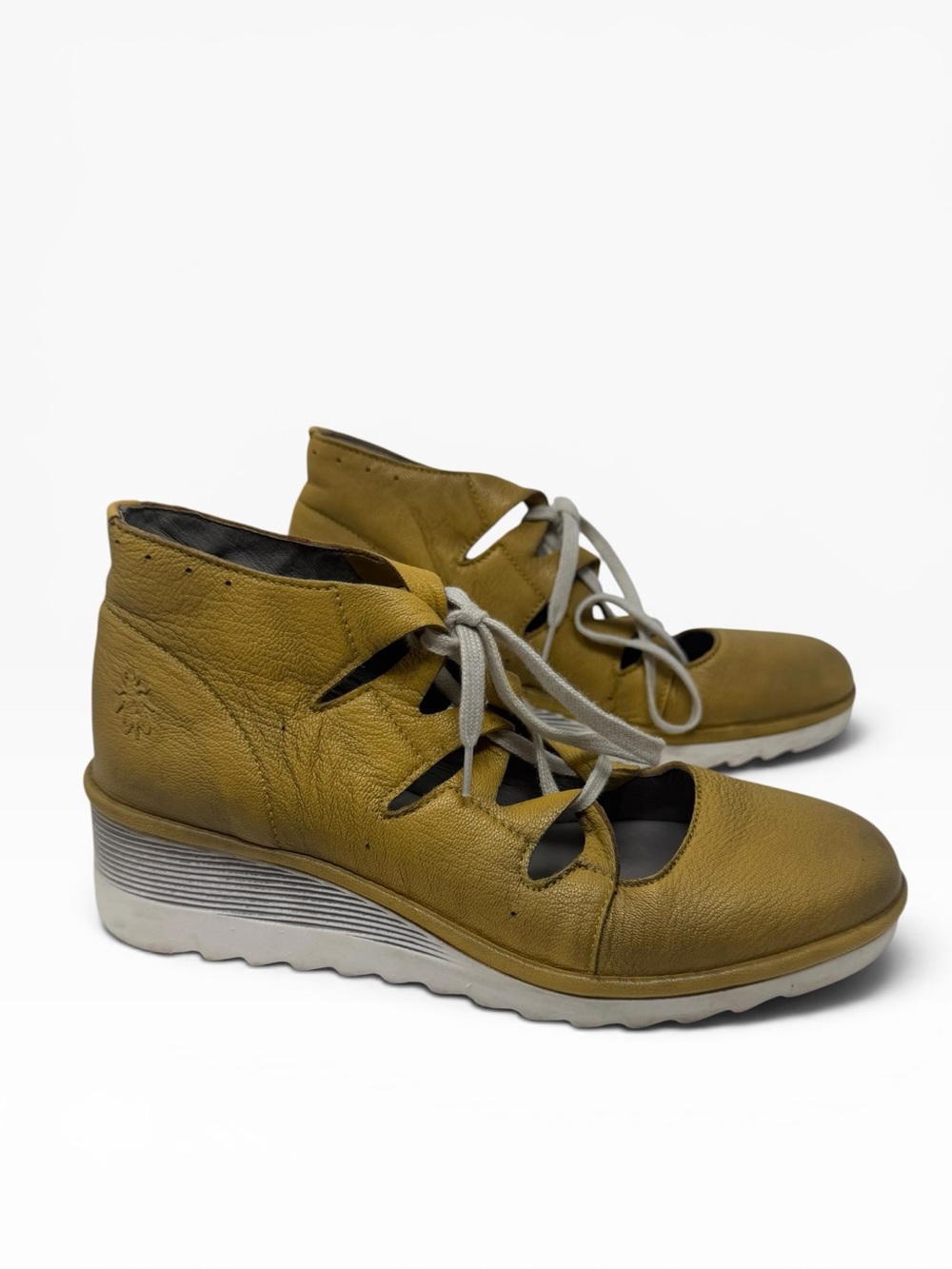 Fly London Coda 999 lace up closed toe leather wedge sandals